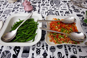 Home grown green beans and salad for dinner
